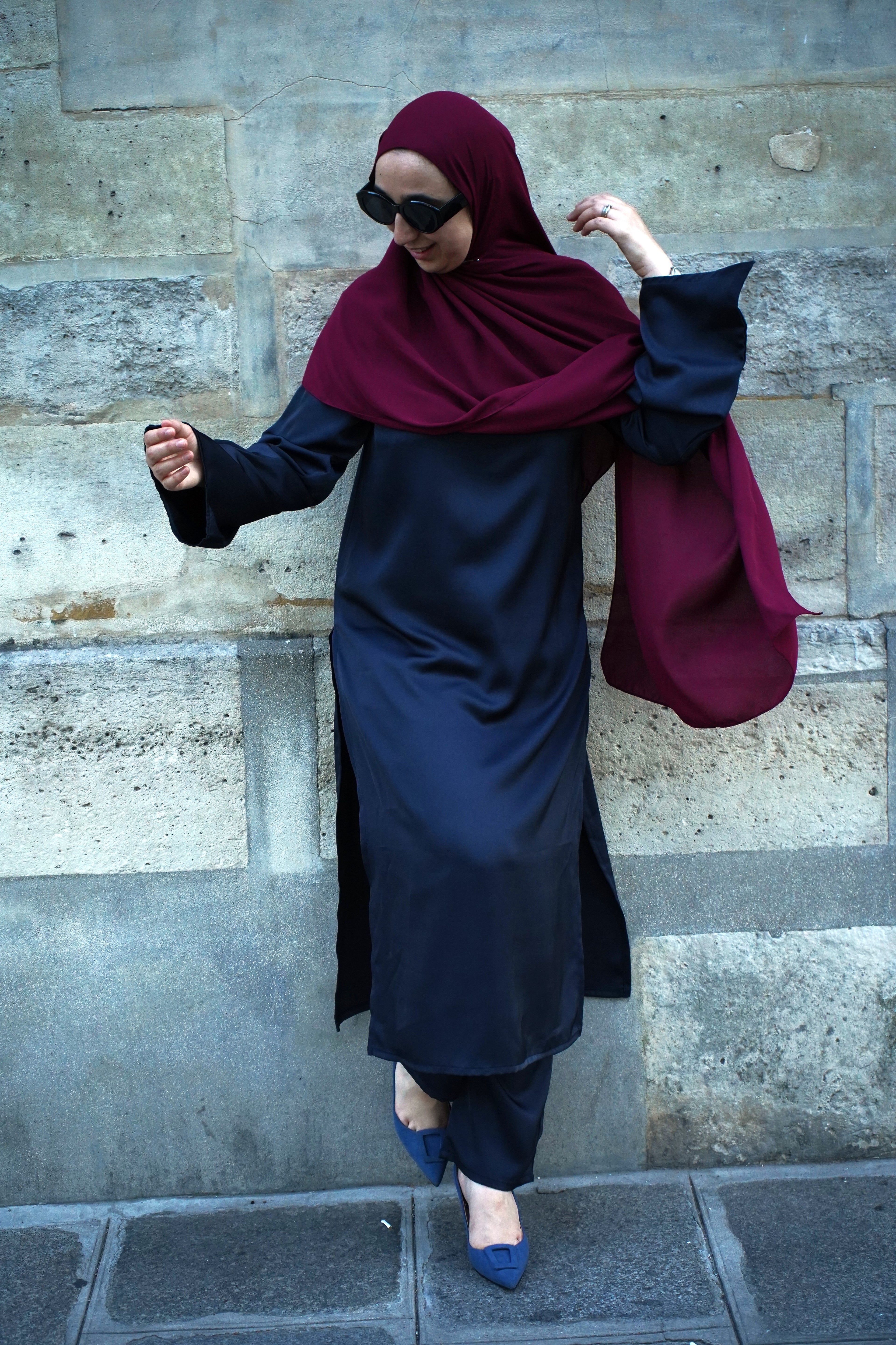 Ensemble Satiné bleu marine